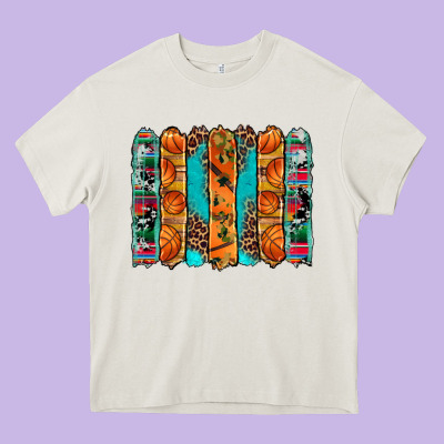 Basketball Serape Cowhide Turquoise Leopard Glitter  Brushstrokes Heavy Core Tee Designed By Artiststas