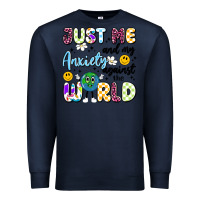 Navy just me and my anxiety against the world Premium Sweatshirt - Artiststas