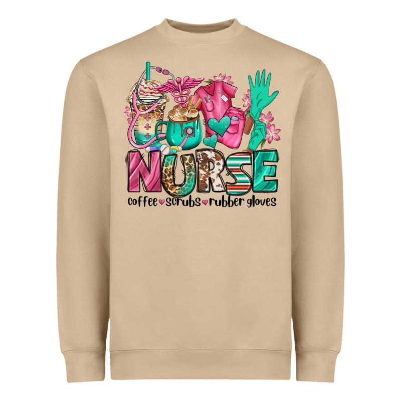 Nurse Coffee Scrubs Rubber Gloves Heavyweight Sweatshirt by Jasminsmagicworld | Teevron