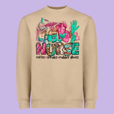 Nurse Coffee Scrubs Rubber Gloves Heavyweight Sweatshirt Designed By Jasminsmagicworld