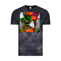 Cloud Black halloween ghost and headstone seamless pattern Vintage Tee - BundleAndBundleShop