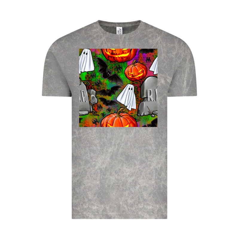 Halloween Ghost And Headstone Seamless Pattern Vintage Tee by BundleAndBundleShop | Teevron