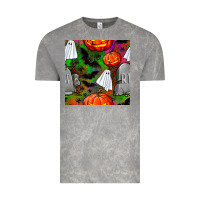 Cloud Rock halloween ghost and headstone seamless pattern Vintage Tee - BundleAndBundleShop