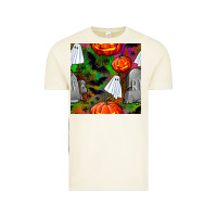 Vintage Arctic halloween ghost and headstone seamless pattern Vintage Tee - BundleAndBundleShop