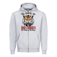 Heather Grey the heavens are roaring tiger Zipper Hoodie - MaliasSmallBusiness