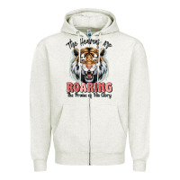 Oatmeal Heather the heavens are roaring tiger Zipper Hoodie - MaliasSmallBusiness