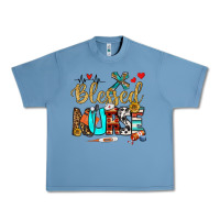 Pebble Blue blessed nurse Urban Heavy Tee - BundleAndBundleShop