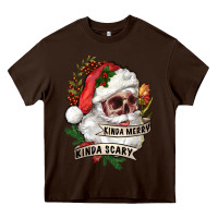 Chocolate Brown Kinda merry kinda scary Heavy Core Tee - RanaPortraitStore