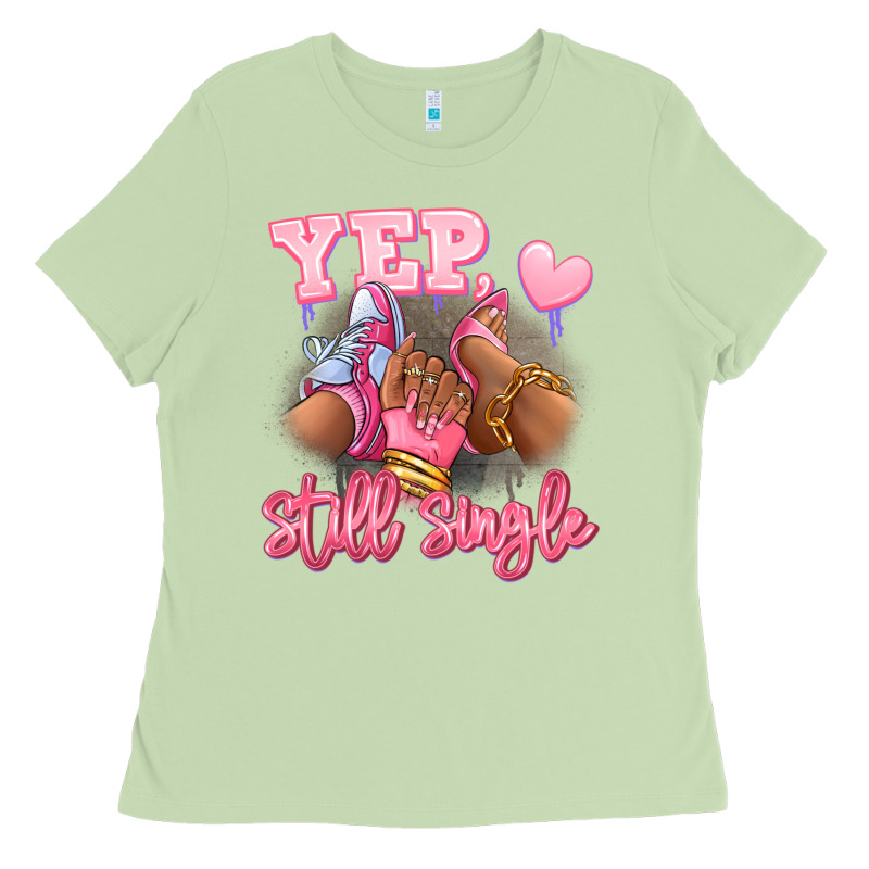 Yep Still Single Heels And Sneakers Afro Girl Ladies Tee by RanaPortraitStore | Teevron