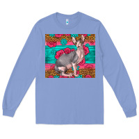 Colony Blue Pink Glitter And Roses Sphynx Cat Long Sleeve Tee - LillyAllenDesigns