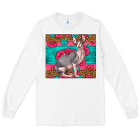 White Pink Glitter And Roses Sphynx Cat Long Sleeve Tee - LillyAllenDesigns
