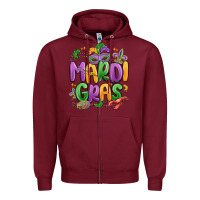 Burgundy mardi gras Zipper Hoodie - MaliasSmallBusiness