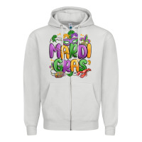 Dove Grey mardi gras Zipper Hoodie - MaliasSmallBusiness