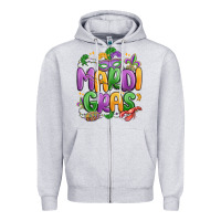 Heather Grey mardi gras Zipper Hoodie - MaliasSmallBusiness