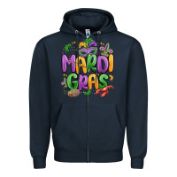 Navy mardi gras Zipper Hoodie - MaliasSmallBusiness