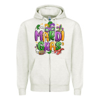 Oatmeal Heather mardi gras Zipper Hoodie - MaliasSmallBusiness