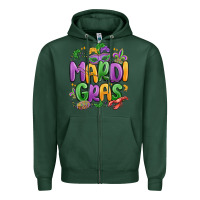 Sports Green mardi gras Zipper Hoodie - MaliasSmallBusiness