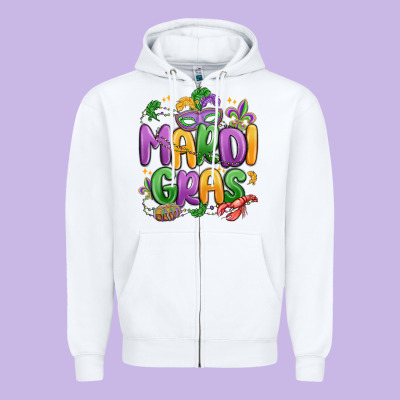 Mardi Gras Zipper Hoodie Designed By Maliassmallbusiness