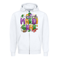 White mardi gras Zipper Hoodie - MaliasSmallBusiness
