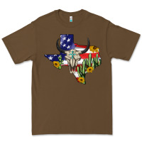 Cacao bull skull texas map american playng Premium Tee - BarkalooDesign