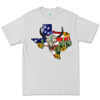 Dove Grey bull skull texas map american playng Premium Tee - BarkalooDesign