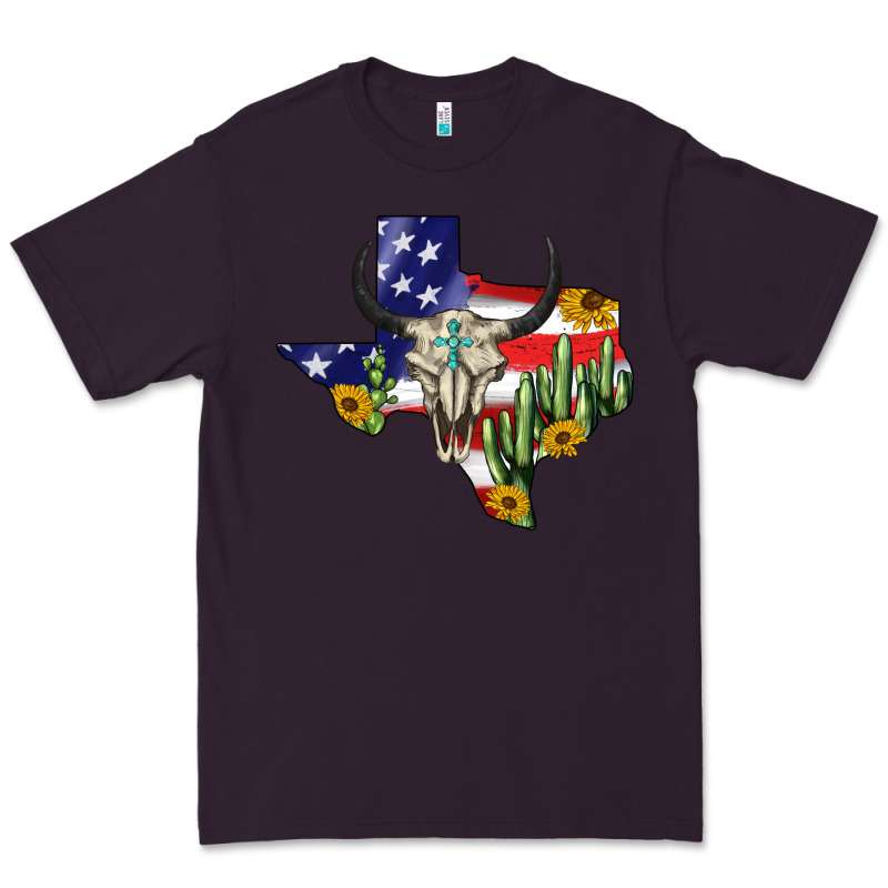 Bull Skull Texas Map American Playng Premium Tee by BarkalooDesign | Teevron
