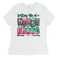 White battery life of a nurse Ladies Tee - RanaPortraitStore