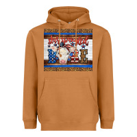 Meerkat 4th of July Western Star Spangled Baby Cow Heavyweight Hoodie - LillyAllenDesigns