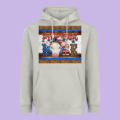 4th Of July Western Star Spangled Baby Cow Heavyweight Hoodie Designed By Lillyallendesigns