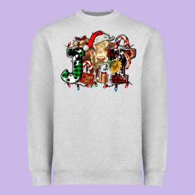 Joy And Cow Christmas Candies And Letters Heavyweight Sweatshirt Designed By Adodesignshop