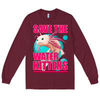 Burgundy save the water kittens axolotl Long Sleeve Tee - Jasminsmagicworld