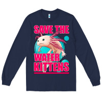 Navy save the water kittens axolotl Long Sleeve Tee - Jasminsmagicworld