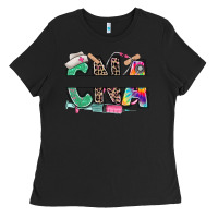 Black custom name cna nurse Ladies Tee - RanaPortraitStore