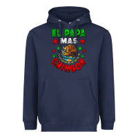 Navy El Papa Mas Chingon Mexican Flag Heavyweight Hoodie - LillyAllenDesigns