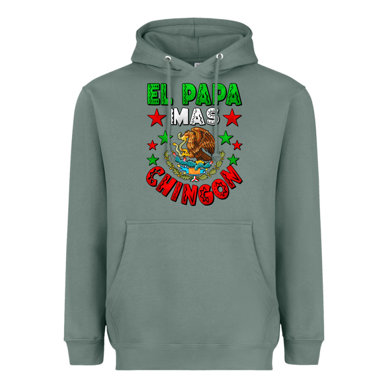 El Papa Mas Chingon Mexican Flag Heavyweight Hoodie by LillyAllenDesigns | Teevron