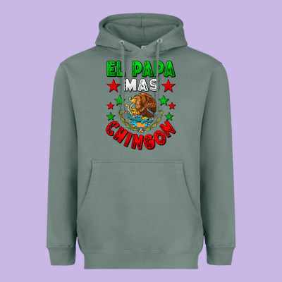 El Papa Mas Chingon Mexican Flag Heavyweight Hoodie Designed By Lillyallendesigns