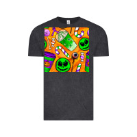 Vintage Black halloween snacks seamless pattern Vintage Tee - BundleAndBundleShop