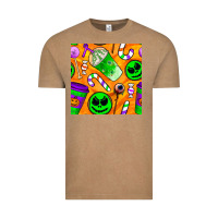Vintage Coffee halloween snacks seamless pattern Vintage Tee - BundleAndBundleShop