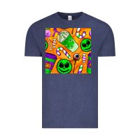 Vintage Denim halloween snacks seamless pattern Vintage Tee - BundleAndBundleShop