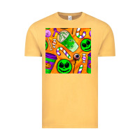 Vintage Mustard halloween snacks seamless pattern Vintage Tee - BundleAndBundleShop
