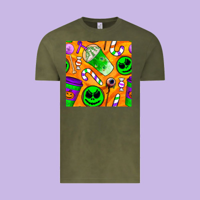 Halloween Snacks Seamless Pattern Vintage Tee Designed By Bundleandbundleshop
