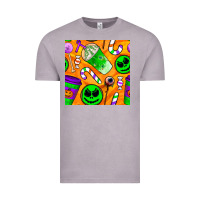Vintage Zinc halloween snacks seamless pattern Vintage Tee - BundleAndBundleShop