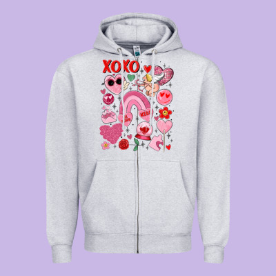Cute Valentines Day Zipper Hoodie Designed By Maliassmallbusiness