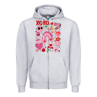 Heather Grey cute valentines day Zipper Hoodie - MaliasSmallBusiness