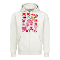 Oatmeal Heather cute valentines day Zipper Hoodie - MaliasSmallBusiness