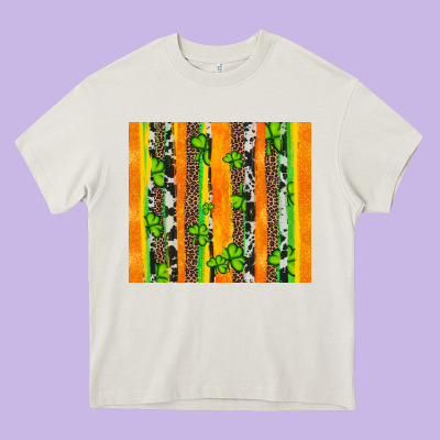 St Patricks Shamrock With Cowhide Heavy Core Tee Designed By Artiststas