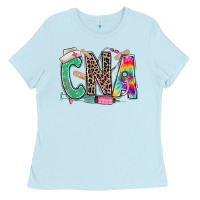 Baby Blue cna nurse tie dye leopard Ladies Tee - RanaPortraitStore
