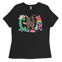 Black cna nurse tie dye leopard Ladies Tee - RanaPortraitStore