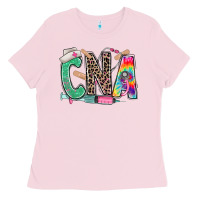 Bubblegum Pink cna nurse tie dye leopard Ladies Tee - RanaPortraitStore