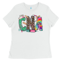 White cna nurse tie dye leopard Ladies Tee - RanaPortraitStore